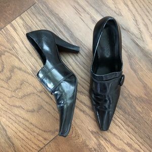 90s Franco Sarto Black Patent Leather Pointy Toed Ankle Boots Size 8M